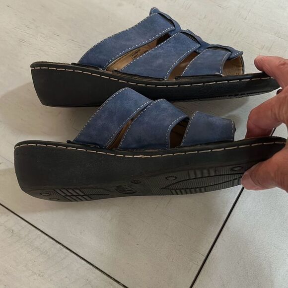 Denim Blue Slip On Sandals - Picture 6 of 9